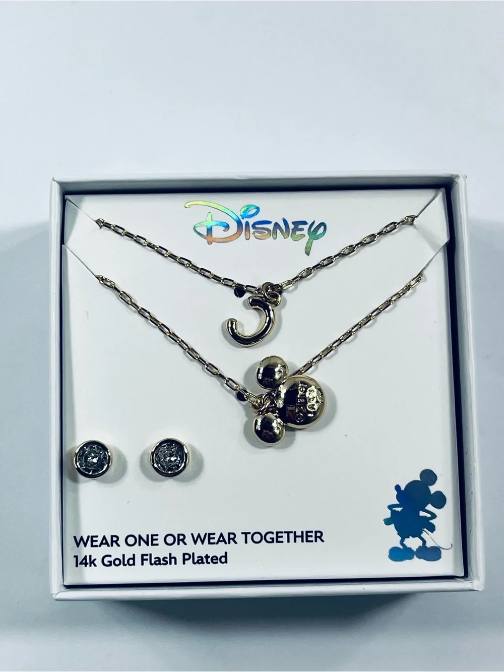 Disney Mickey Necklace & Earring Set of 3 NEW